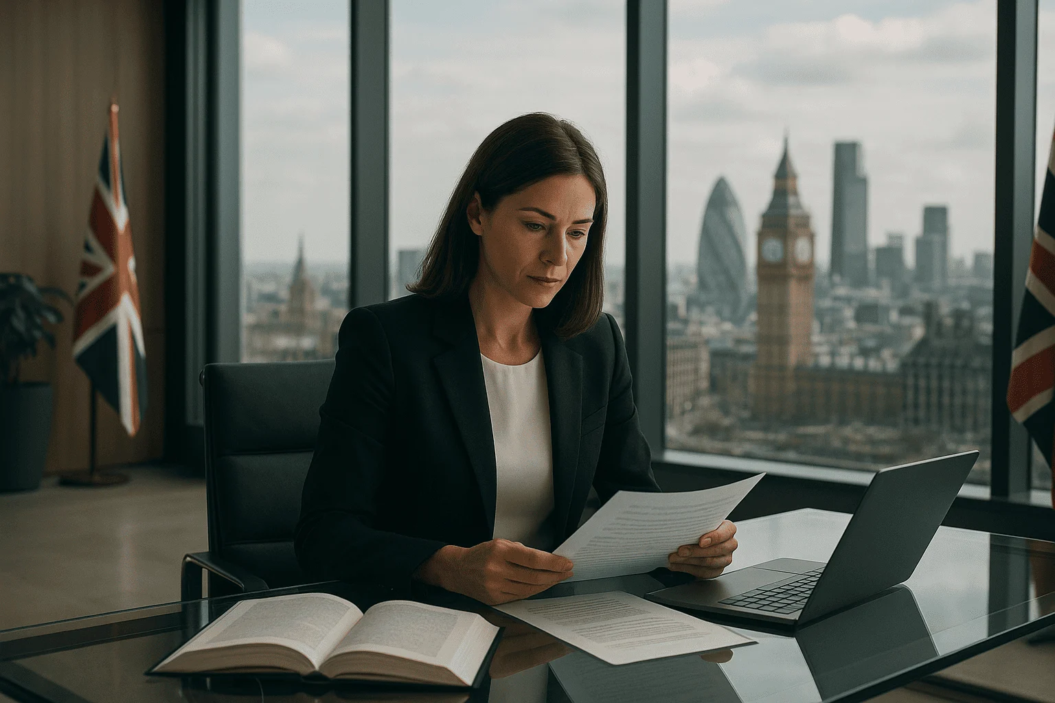 Legal consultation on escort services in London - modern office with city view